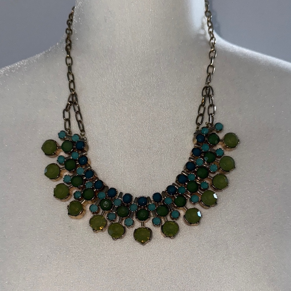Elegant Green and Blue Statement Necklace